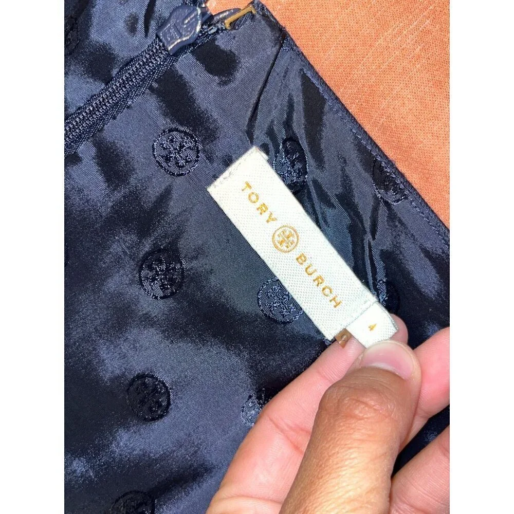 Tory Burch Navy Sleeveless Sheath Dress With Gold Button Accents  size z4
